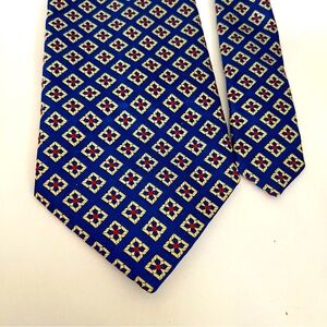 Ricci Jacquard 100% Silk Tie Made in Italy Gold Blue and Red